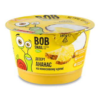Десерт Bob Snail зі смаком ананасу на кокосовому кремі, 180г