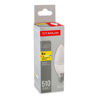 Лампа Titanum LED C37 6W 3000K E14, шт