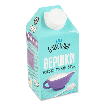 Вершки Галичина Для соусу ультрапастеризовані 15%, 500г