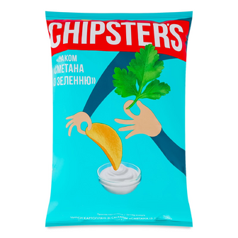 Чипси Chipster's картопляні зі смаком сметани з зеленню, 100г