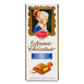 Шоколад молочний Reber Mozart з марципановою начинкою, 100г