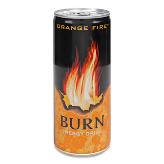Напій енергетичний Burn Orange fire безалкогольний сильногазований з/б, 0.25л
