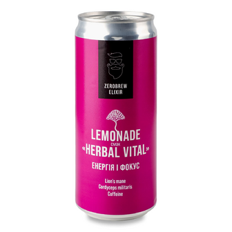 Напій адаптогенний Beermaster Brewery Zerobrew Herbal Vital середньогазований з/б, 0.33л
