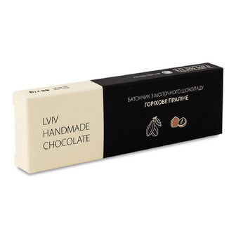Батончик Lviv handmade chocolate з молочного шоколаду з горіховою начинкою, 48г