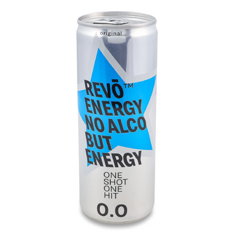 Напій енергетичний Revo Energy Original безалкогольний з/б, 0.25л