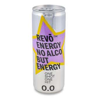 Напій енергетичний Revo Energy Виноград безалкогольний з/б, 0.25л