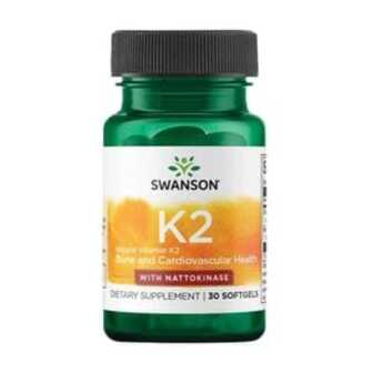Вітамін К2 з наттокіназом Swanson Natural Vitamin K2 With Nattokinase, 30 гелевих капсул
