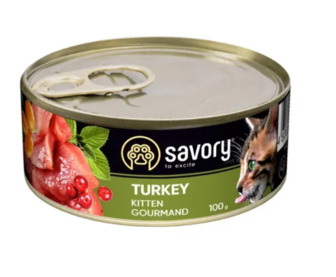 УЦІНКА Вологий корм Savory Cat Can Kitten для кошенят (індичка) 100 г