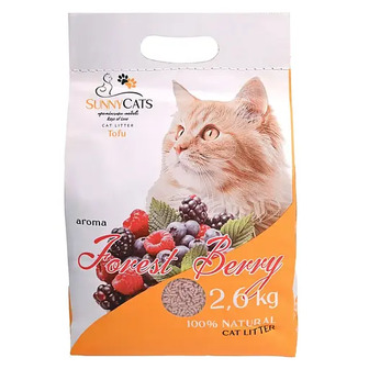 Наповнювач для котячих туалетів SunnyCats Forest Berry преміум тофу з ароматом лісових ягід 2.6 кг