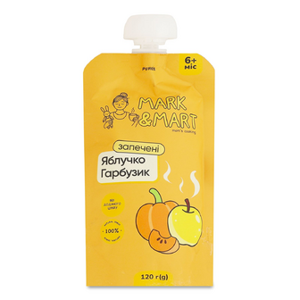 Пюре Mark&Mart запечене яблучко-гарбузик без цукру, 120г