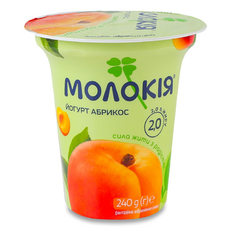 Йогурт Молокія з абрикосом густий 2%, 240г