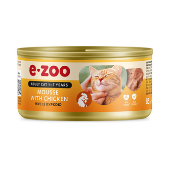 Корм для котів E-Zoo з куркою, 85г