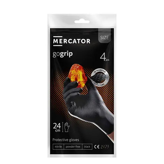 Рукавички нітрилові оглядові неприпудрені нестерильні Mercator gogrip S black 50 шт / уп
