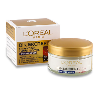 Крем для обличчя L'Oreal ліфтинг проти зморщок 45+ нічний, 50мл