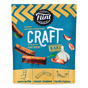 Грінки Flint Craft Bars житньо-пшеничні зі смаком часнику, 80г
