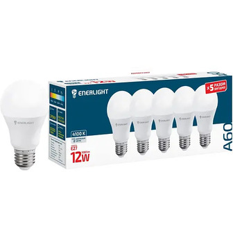 Світлодіодна лампа Enerlight A60, 12W, 4100K, E27, 5 шт. (A60E2712SMDNFRX5)