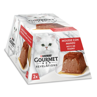 Корм для котів Gourmet Revelations мус з яловичиною та підливкою, 2*57г