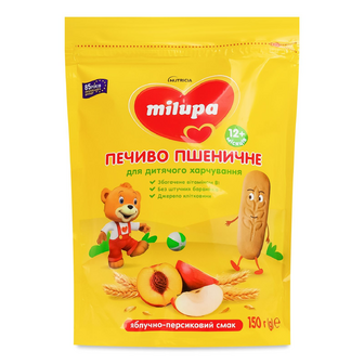 Печиво Milupa пшеничне з яблучно-персиковим смаком, 150г