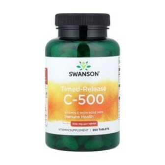 Вітамін С Swanson Timed-Released C-500 Vitamin C with Rose Hips з шипшиною, 500 мг, 250 таблеток