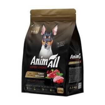 Сухий корм для дорослих собак малих порід AnimAll зі свіжою індичкою та ягням, 2.5 кг