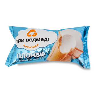 Морозиво Три ведмеді пломбір у вафельному стаканчику, 75г