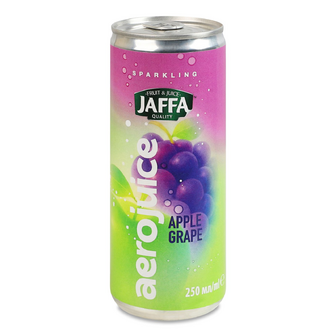 Сік Jaffa Aerojuice яблучно-виноградний відновлений газований з/б, 250мл