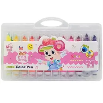 Дитячий набір фломастерів JUMBO 209-24(Pink)-UC зі штампиком 24 кольори