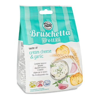 Сухарики Flint Bruschetta rolls з крем-сиром та часником, 65г