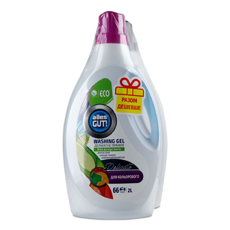 Гель для прання Alles GUT! Eco Delicate для кольорових та чорних речей, 2*2л