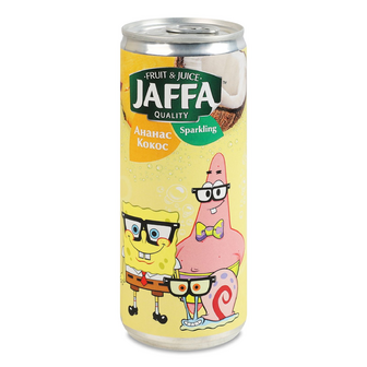 Напій соковий Jaffa Sparkl Губка Боб ананас-кокос з/б, 0.25л