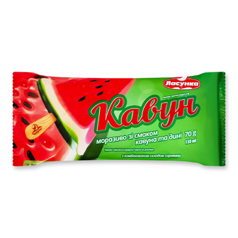 Морозиво Ласунка зі смаком кавуна та дині, 70г