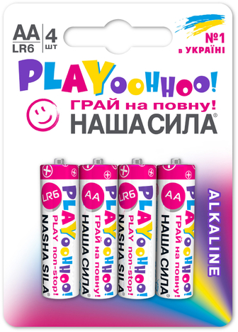 Батарейка тип AA Наша Сила PLAY AA (LR6) лужні 4 шт. (6922363163106)