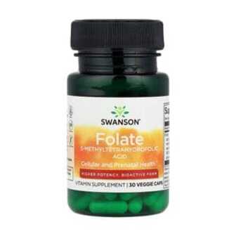 Фолат (5-метилтетрагідрофолієва кислота) Swanson Folate (5-Methyltetrahydrofolic Acid) 1360 мкг, 30 капсул