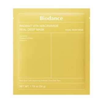 Гідрогелева маска для вирівнювання тону шкіри обличчя Biodance Radiant Vita Niacinamide Real Deep Mask з ніацинамідом, 34 г