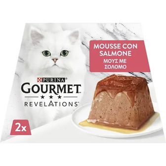 Вологий корм Gourmet Revelations Мус з лососем та підливкою повнораціонний для дорослих котів 114 г (2х57 г)