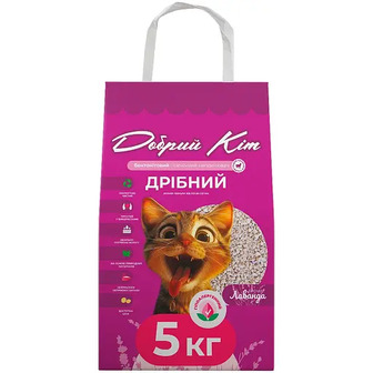 Наповнювач бентонітовий Добрий Кіт Крафт дрібний, аромат лаванда 5 кг