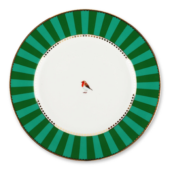 Тарілка PIP Studio LoveBirds Stripes смарагдово-зелена 21 см, шт
