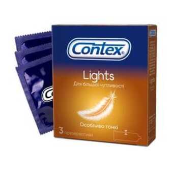 Презервативи латексні з силіконовою змазкою Contex Lights особливо тонкі, 3 шт