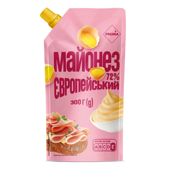 Майонез PREMIA Європейський 72% д/п, 300г