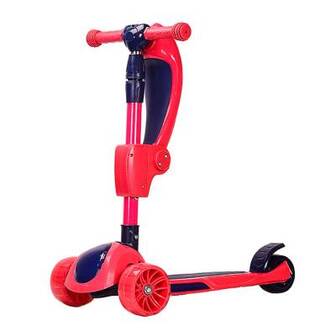 Самокат дитячий 3 колісний HS2012(Red)-UC із сидінням, світло,музика, колеса PU
