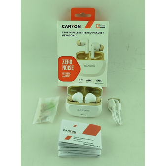 Навушники Canyon Hexagon 7 TWS ANC+ENC Wireless Charge White/Beige (CNS-TWS7WB)