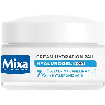 Нічний крем-маска Mixa Hydrating Hyalurogel Night для зневодненої чутливої шкіри 50 мл (D3376401)