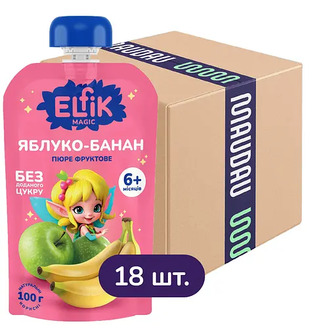 Набір пюре фруктове Elfik Magic Яблуко-Банан 1800 г (18 шт. х 100 г)
