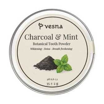 Відбілювальний зубний порошок Vesna Charcoal & Mint Botanical Tooth Powder Вугілля та м'ята, 35 г