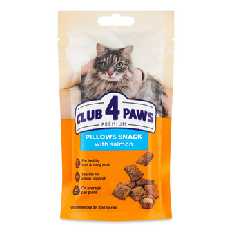 Корм для котів Club 4 Paws подушечки з лососем сухий, 60г