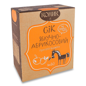 Сік Коник яблучно-абрикосовий неосвітлений пастеризований, 3л