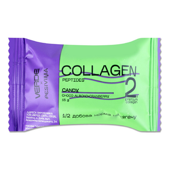 Цукерка Verde Collagen з мигдалем та білим шоколадом, 15г
