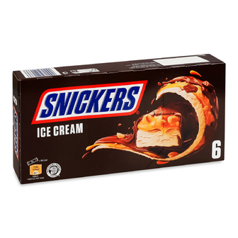 Морозиво Snickers молочне з арахісом та карамеллю, 6*45.6г