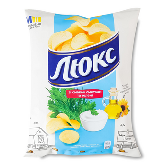 Чипси Люкс картопляні зі смаком сметани та зелені, 105г