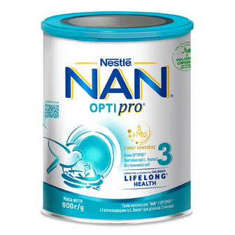 Суміш NAN Optipro 3 суха молочна з лактобактеріями L.Reuteri, 800г